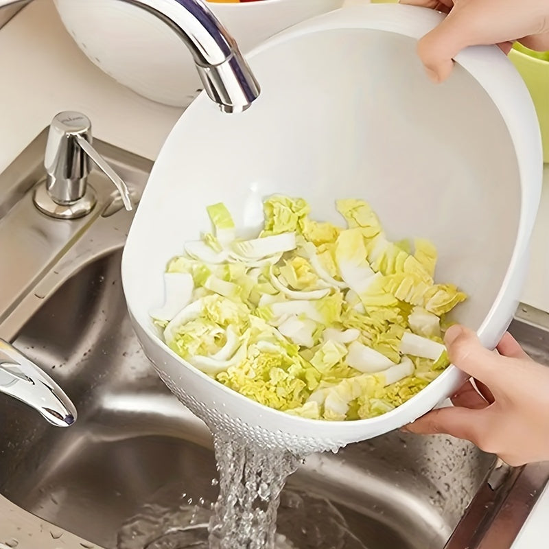 1pc Durable Plastic Rice Washing Bowl with Built-In Strainer - Ideal for Efficiently Rinsing Small Grains & Kitchen Prep, Food-Safe Material, Perfect for Draining Water from Cooked Pasta/Vegetables, Versatile Strainer|Efficie