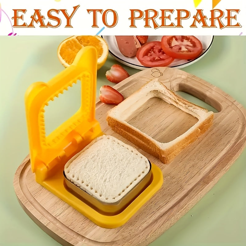 Stainless Steel + Plastic Material Sandwich Maker - 1pc, Square Sealing and Cutting Tool for Making Perfect Bread Slices, Suitable for DIY Kitchen Baking Tools for Homemade Bread and Toast, Food Contact Safe