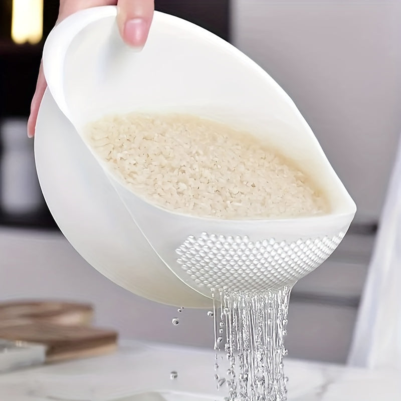 1pc Durable Plastic Rice Washing Bowl with Built-In Strainer - Ideal for Efficiently Rinsing Small Grains & Kitchen Prep, Food-Safe Material, Perfect for Draining Water from Cooked Pasta/Vegetables, Versatile Strainer|Efficie