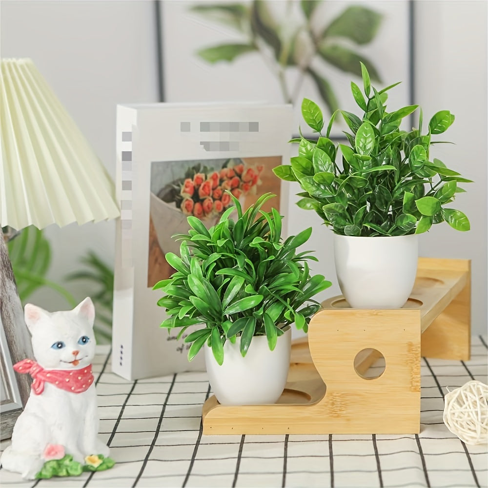 4 Pack Mini Artificial Potted Plants Fake Bonsai Greenery for Home Office Farmhouse Bathroom Shelf Decor Indoor - Plastic Get Well Occasion