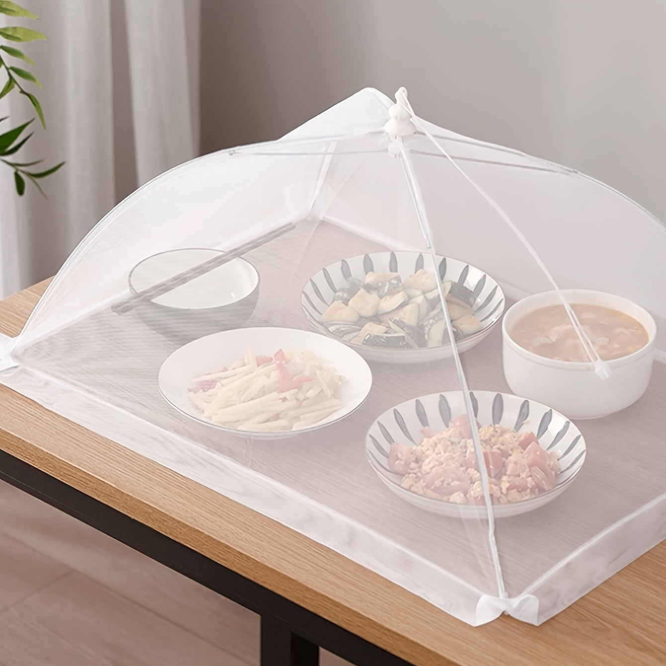 1pc of white rice cover, foldable dining table food fly proof rice cover, household dust cover, umbrella fly proof kitchen outdoor food cover