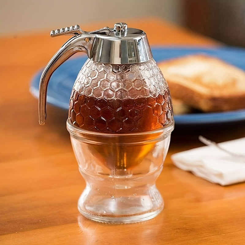 Versatile Honey Dispenser with Storage Rack - Ideal for Syrup, Sauce & Seasonings | Reusable Plastic, Hand-Wash Only