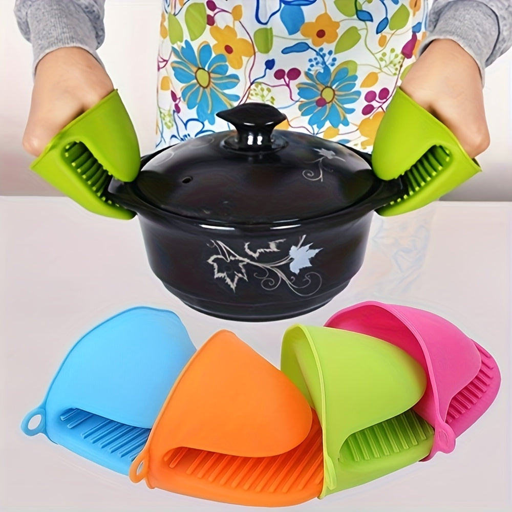 1 Pair Silicone Pot Holder Anti-scalding Clip Gloves - Non-slip Grip Kitchen, Dual hands, Suitable for Kitchen, Baking, Cooking Kitchen Essentials | Colorful Kitchenware - Non-slip Bowl Clip