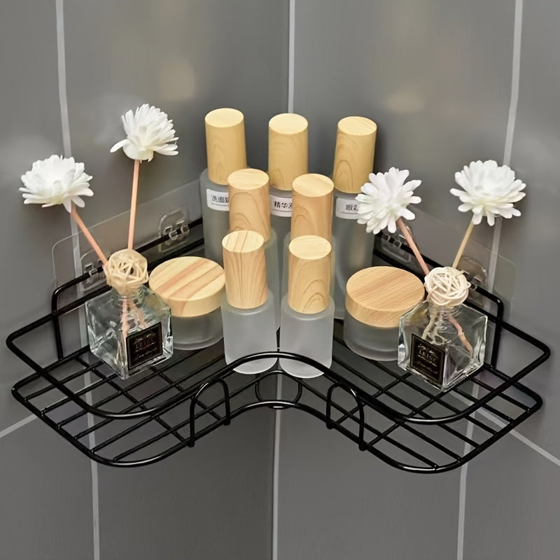 Stainless Steel Corner Shower Rack - Rust-Resistant, Wall-Mounted Bathroom Storage Shelf, Suitable for Storing Shampoo, Toner, And Cosmetics.