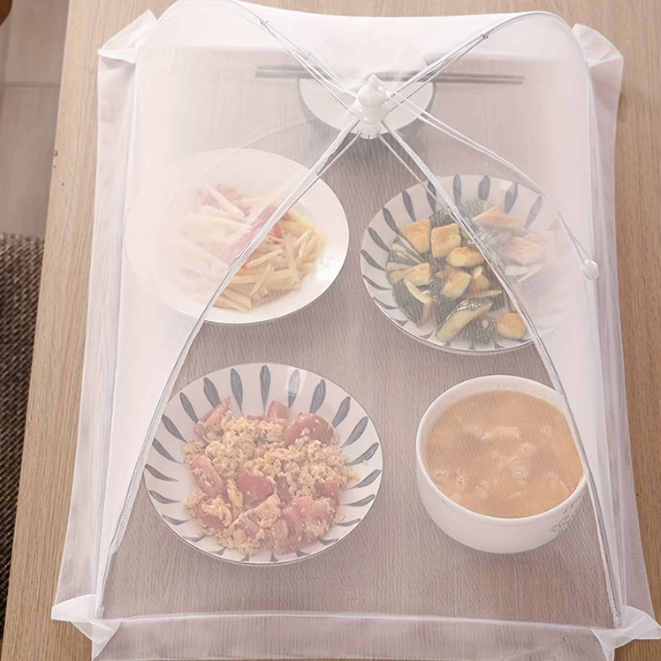 1pc of white rice cover, foldable dining table food fly proof rice cover, household dust cover, umbrella fly proof kitchen outdoor food cover